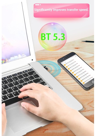 Bluetooth 5.3 Usb Adaptör, Bluetooth Dongle, Ultra Kompakt, Yüksek Hızlı, Windows Ve Mac Uyumlu
