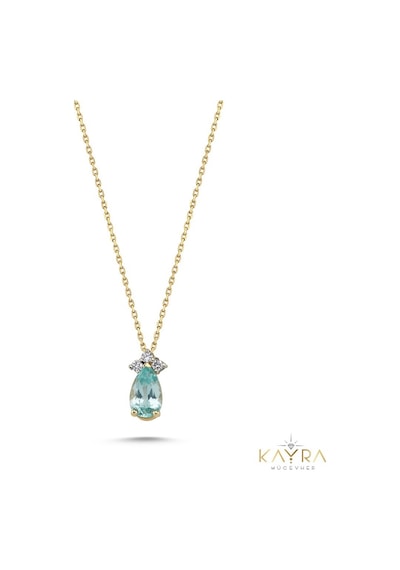 Damla Blue Topaz Ve Pırlanta Kolye Pçk46