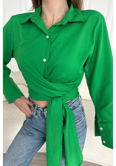 Bbbutikbasic Bağlamalı Poplin Gömlek Bb0250 Yeşil