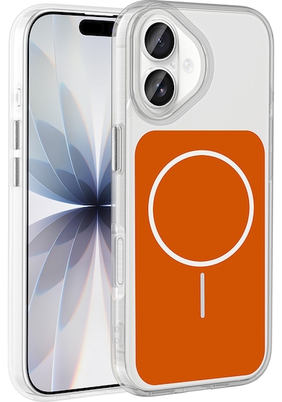 Apple Uyumlu iPhone 17 Kılıf Metal Buton Tasarımlı Zore İkonik Sert Silikon Kapak Turuncu