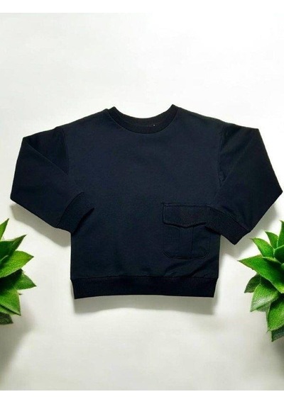 Çikoby Erkek Çocuk Cep Detaylı Sweatshirt-14879 Siyah