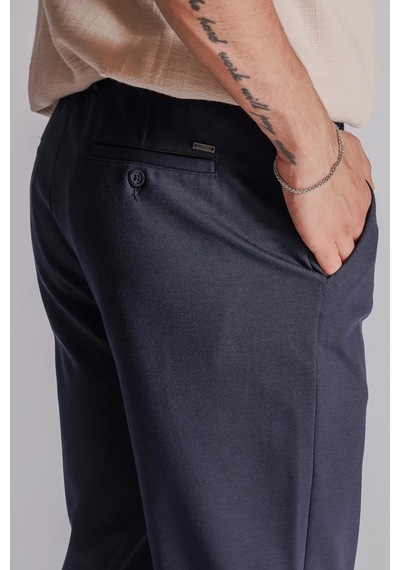 Braccas Erkek Yandan Cepli Beli Lastikli Relaxed Fit Chino Pantolon Lacivert Lacivert