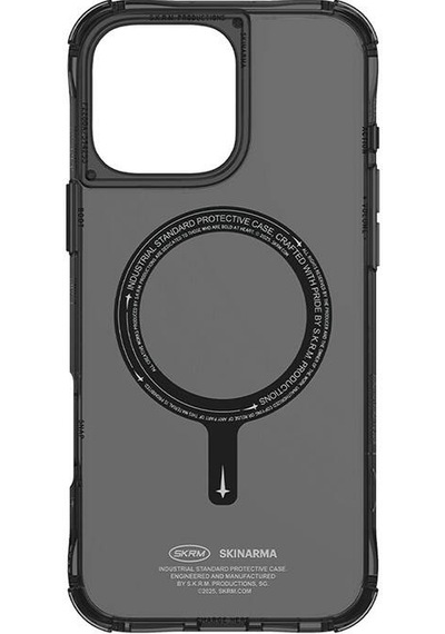 Apple iPhone 16 Pro Uyumlu Kılıf Magsafe Şarj Özellikli Şeffaf Airbag Tasarımlı Skinarma Saido Siyah
