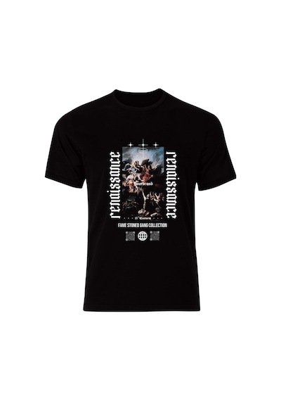 Tablo Baskılı Tişört Fame Stoned Gang Collection New Season Tshirt SIYAH