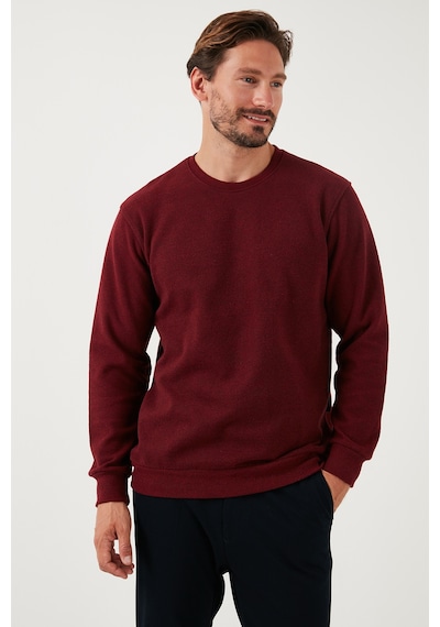 Buratti Slim Fit Bisiklet Yaka Pamuklu Erkek Kazak 456201 Mürdüm