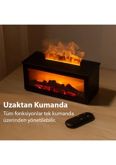 Ezere A4 Şömine Esintili Aromaterapi Difüzörü Ultrasonik Hava Nemlendici