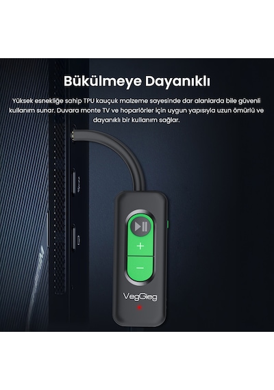 Veggieg Aux Bluetooth 5.4 Transmitter & Receiver Kablosuz Ses Adaptörü