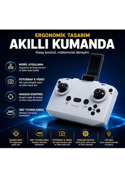 L88 Hd Kamera Ledli 360 Dönebilen Optik Akış Sabitleme Ve Başsız Modlu Drone