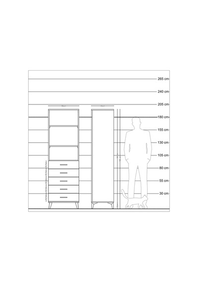 Hyperion Dolap 3 Raflı 5 Çekmeceli 60x44x195 Aytaşı-çam Aytaşı