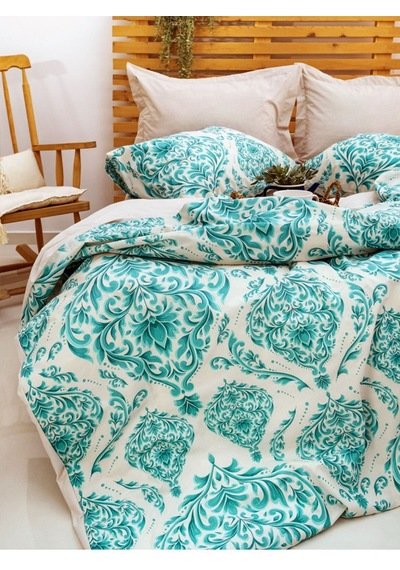 Caqqa Damask Lastikli Çarşaflı Çift Kişilik Pamuk Nevresim Takımı