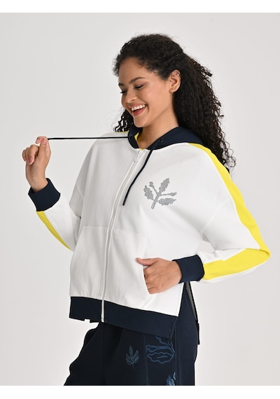 Fenerbahçe Ekru Tribün Palamutlu Kadın Oversize Sweatshirt