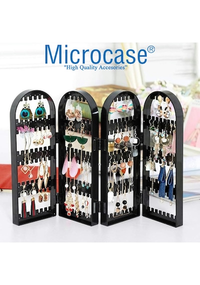 Microcase 4 Bölmeli Katlanabilir Takı Aksesuar Organizer Standı Al5461 Siyah