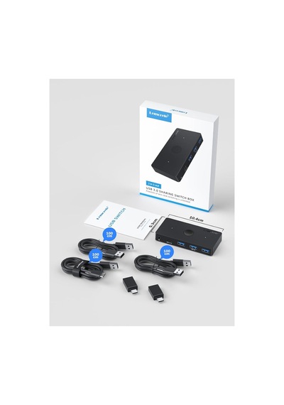 H100, 2 Bilgisayar İçin Usb 3.0 - Type-c Switch Kvm, 3.5mm Ses Ve Mikrofon Destekli 4 Port Çoklayıcı