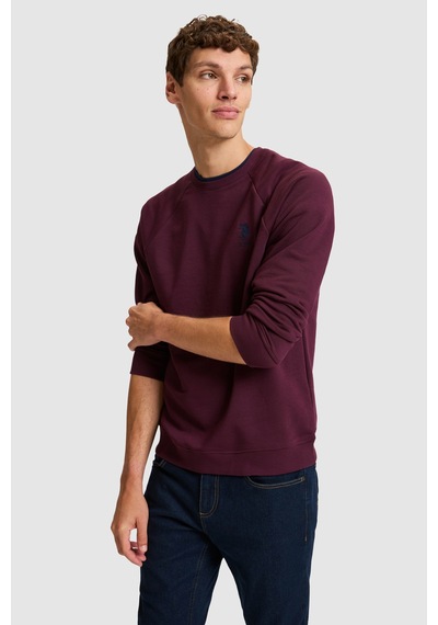 U.S. Polo Assn. Erkek Bordo Bisiklet Yaka Regular Fit Basic Sweatshirt 50329441-vr180 Dark Plum