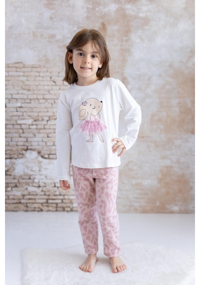 Mininio Kız Bebek Tavşan Desenli T-shirt Ve Tayt Ikili Takım - Pembe Pembe