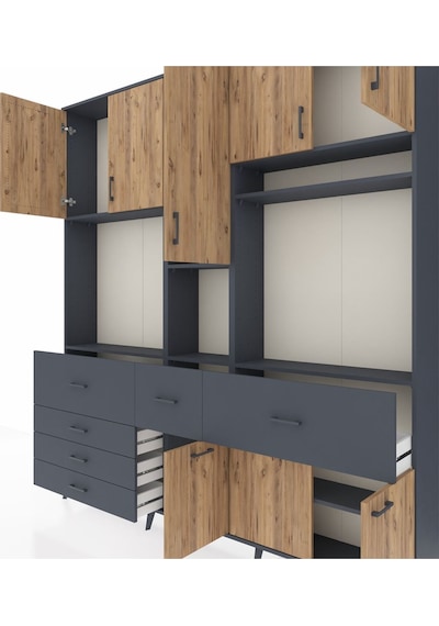 Arges Dolap 10 Raflı 6 Çekmeceli 8 Kapaklı 220x30x243 Antrasit-çam/antrasit Atlas Çam/antrasıt Arges Dolap 10 Raflı 6 Çekmeceli 8 Kapaklı 220x30x243 Antrasit-çam/antrasit Atlas Çam/antrasıt