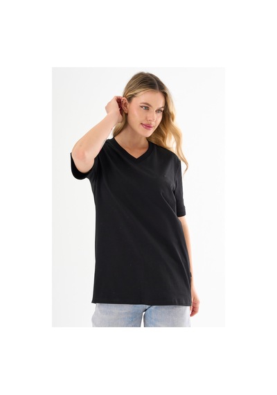 Pierre Cardin V Yaka Basic T-shirt Siyah