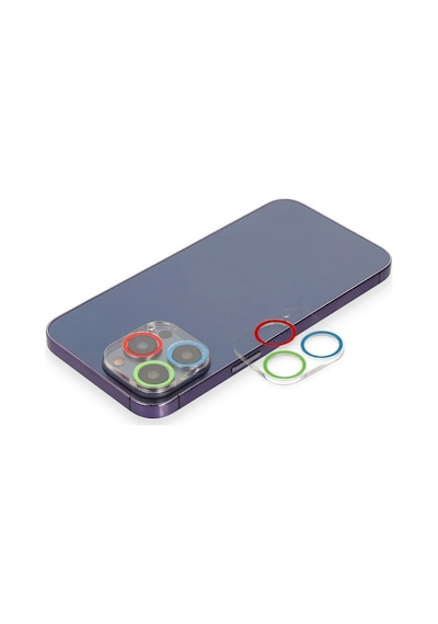 Mey İthalat Apple, Uyumlu iPhone 13 Pro Max Renkli Kamera Lens Koruma Cam - Mavi-yeşil
