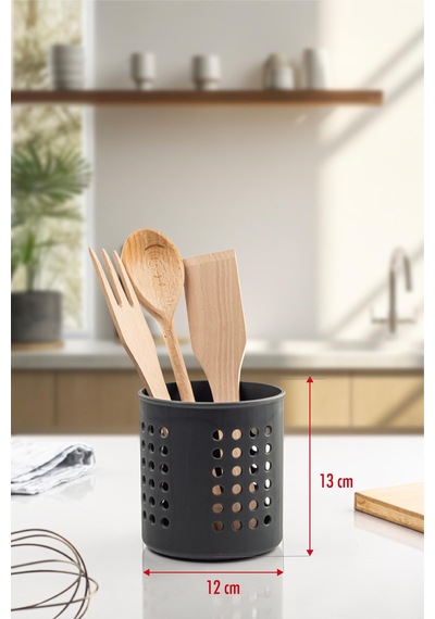 Füme Silindir Dik Kaşıklık & Tezgah Üstü Düzenleyici & Servis Standı Sarı