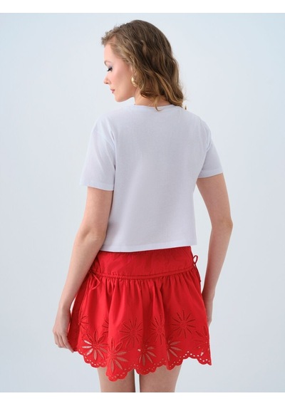LOFT Long Crop Kadın Tshirt K.kol Lf2039225 Q1.v1 Beyaz