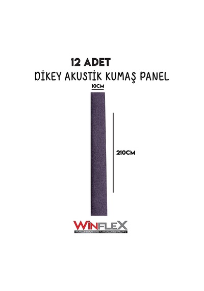 Akustik Kumaş Kaplı Dikey Panel 10x210cm - 12 Adet Mor Renk
