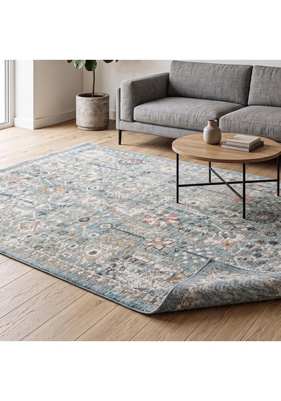 Lorien Vintage Dokuma Halı Eskitme Desenli Pamuk Tabanlı Halı Modern Salon Halısı 120 X 180 Model Lor08 Diğer