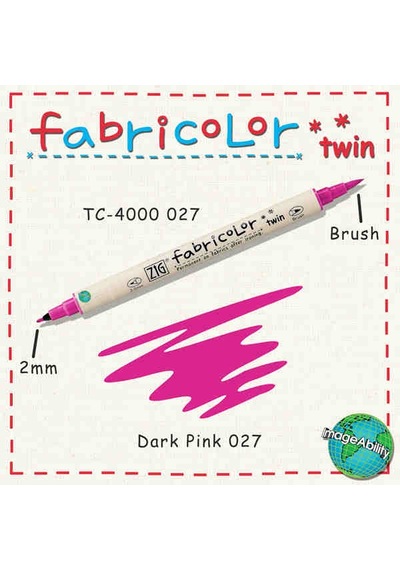 Zig Fabricolor Twin Çift Uçlu Kumaş Boyama Kalemi Dark Pınk N11.391