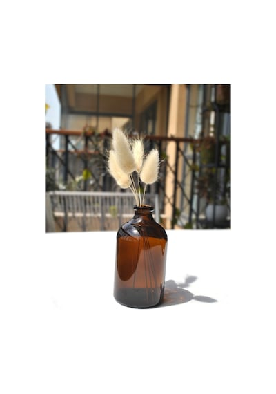 2 Adet Mini Vazo Amber Cam Dekoratif Minimal Cam Şişe 100 Ml İskandinav Kahverengi Vazo Seti