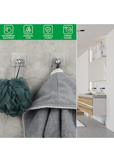 Zift Unique 2 Adet Paslanmaz Çelik Krom Banyo/Bornoz/Havlu Askısı Krom