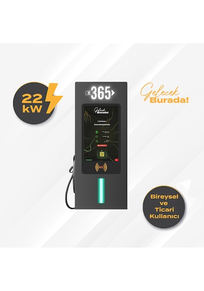 E 365 Ac Duvar Tip 10 İnç Ekranlı Mıd Sayaçlı Tek Kablolu 22 Kw Sarj İstasyonu