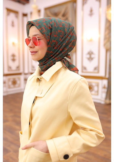 Silk Home Soft Eşarp 73077-18 Zümrüt, Turuncu, Hardal