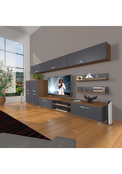 Decoraktiv Eko 8 Mdf Dvd Tv Ünitesi Tv Sehpası Ceviz - Antrasit