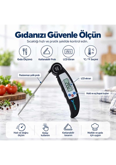 Luvinka Dth-81 Katlanabilir Saplama Gıda Termometresi