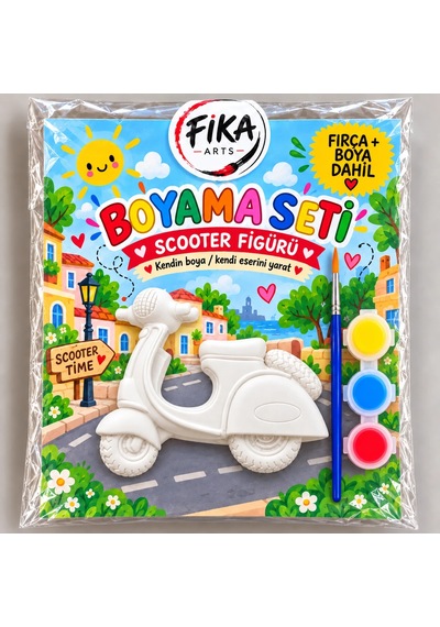 Scooter Figürü Boyama Seti Taş Tozu Figür Boyama Seti