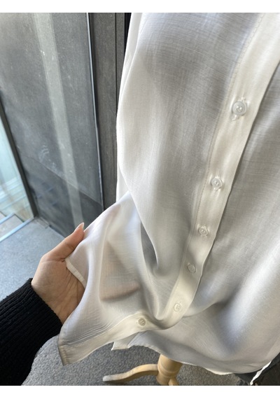 Pera Moda Çok Yönlü Bağlanabilir Oversize Gömlek Beyaz