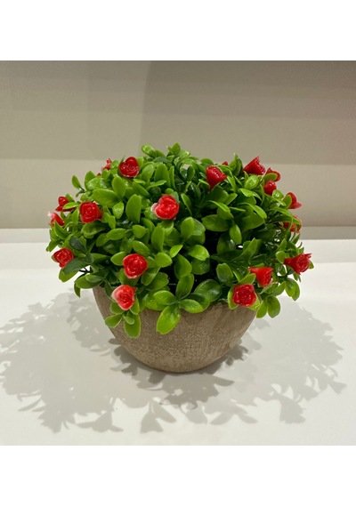 Saksılı Yapay Dağ Kekiği - Doğal Görünümlü Dekoratif Saksı Bitkisi - 18x13 Cm Yeşil