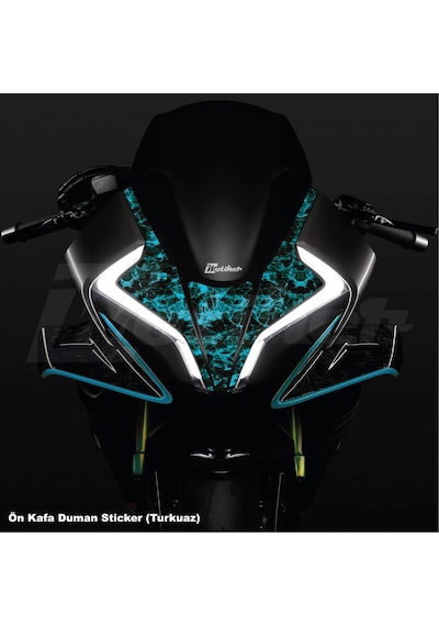 Cfmoto 450sr Ön Kafa Turkuaz Duman Stıcker Etiket Modeli Kaplama