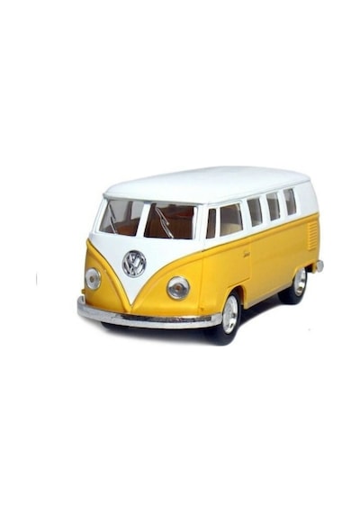 1:32 Ölçek Metal Çek Bırak Nostaljik Volkswagen T1 Minibüs Vosvos Oyuncak Araba - Sarı 13 Cm