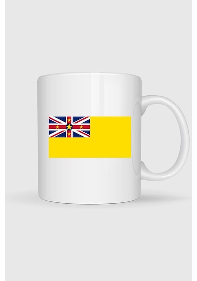 Niue Bayrağı Baskılı Kupa Bardak Beyaz