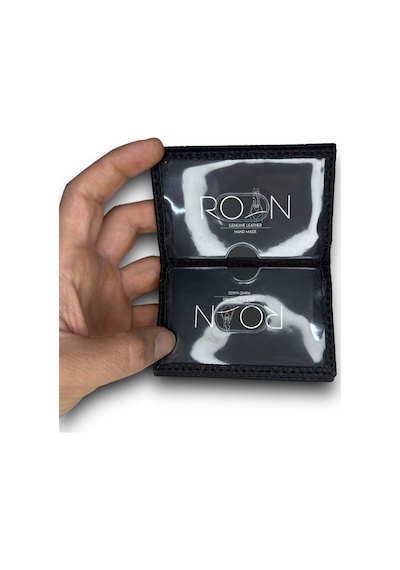 Roan Vegan Kartlık Minimalist Tasarım Şeffaf Kimlik Cepli Erkek Kredi Kartlık Ve Cüzdan Siyah