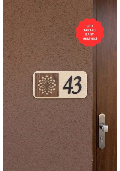 12 Li Ahşap Kapı Numarası Seti 3 Mm Mdf Lazer Kesim - Ceviz