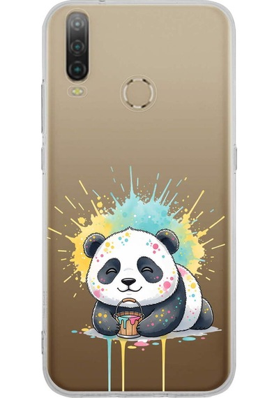 General Mobile Gm 10 İle Uyumlu Splash Panda Tasarımlı Şeffaf Silikon Kılıf 051i