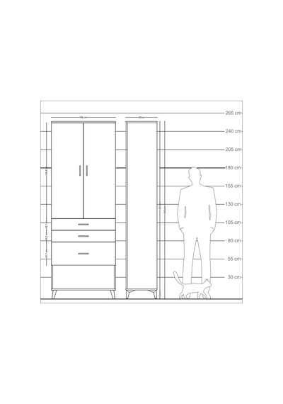 Arges Dolap 3 Raflı 3 Çekmeceli 2 Kapaklı 88x30x243 Aytaşı-aytaşı Aytası