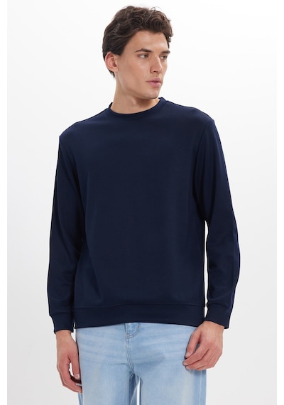 Tudors Erkek Standart Fit Normal Kesim Uzun Kollu Ekstra Soft Modal Kumaş Bisiklet Yaka Lacivert Sweatshirt-50226