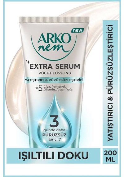 Arko Nem Extra Serum Yatıştırıcı & Pürüzsüzleştirici Vücut Losyonu 200 Ml