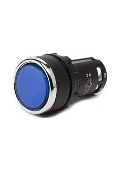 Emas B100dm B Serisi Plastik 1no Yaylı Düz Mavi 22 Mm Buton