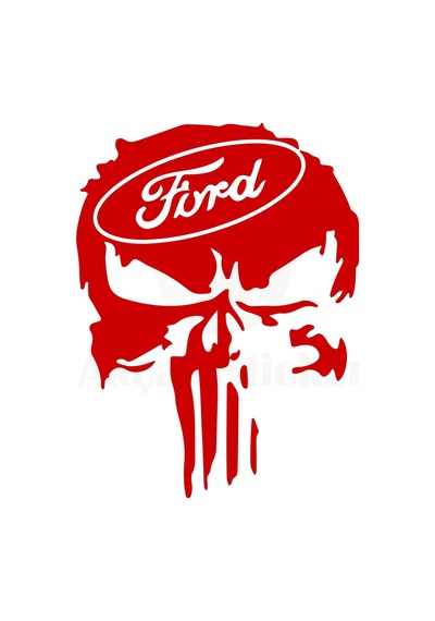 Ford İçin Uyumlu Aksesuar Kuru Kafa Oto Sticker Kırmızı 30 25 Cm