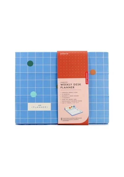 Kikkerland Inkerie Retro-design Weekly Desk Planner Haftalık Planlama Seti Mavi