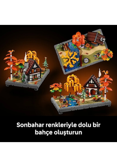 LEGO® Icons Sonbahar Bağ Evi Bahçesi 11372 – Yetişkinler için Mevsimlik Çiçekler İçeren Yaratıcı Model Yapım Seti (1102 Parça)