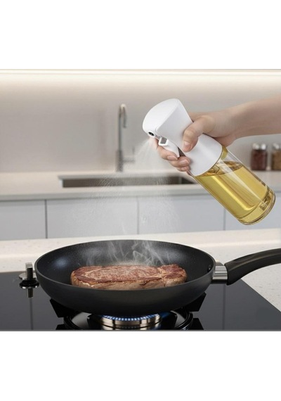Püskürtmeli Sprey Yağdanlık Cam Şişe Airfryer Sprey Yağdanlık Beyaz
